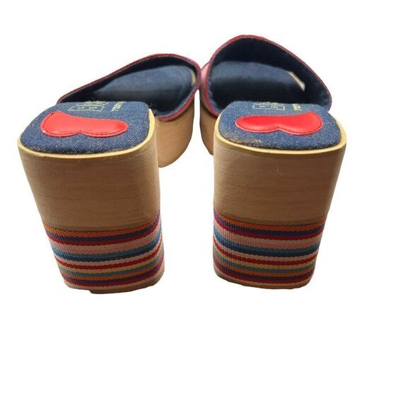 Y2K  BC Footwear Rainbow Stripe Open Toe Block Heel Sandals platform chunky 10 - Picture 4 of 6